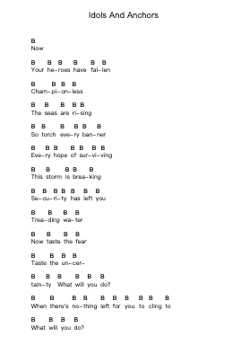 Idols And Anchors Piano letter notes by Parkway Drive - Arr.Jonesrhys