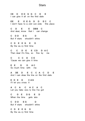 Stars Piano letter notes by The xx - Arr.Louiste