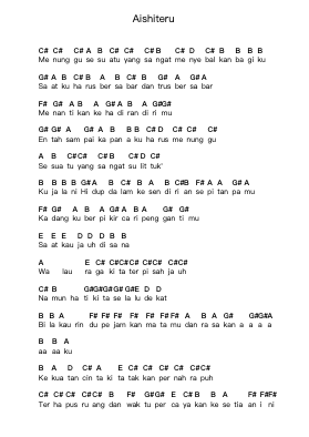 Aishiteru Piano letter notes by Zivilia - Arr.Chrisphael Reedno