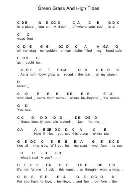 Green Grass And High Tides Ноты для пиано в буквенном формате от Outlaws - Arr.Quintle