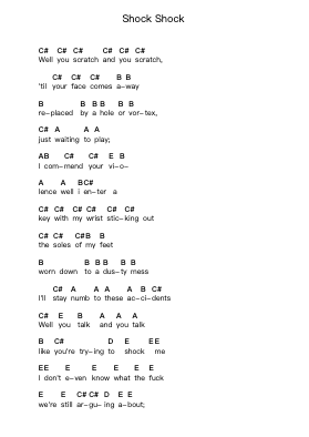Shock Shock Klavierbuchstaben-Noten von Biffy Clyro - Arr.Groral