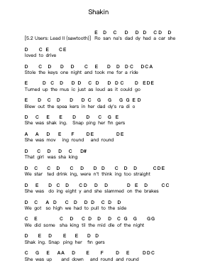 Shakin Ноты для пиано в буквенном формате от Eddie Money - Arr.Johnlee