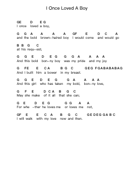 I Once Loved A Boy Piano letter notes by Joan Baez - Arr.Markxy