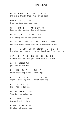 The Shed Piano letter notes by Rainbow - Arr.Dulshall