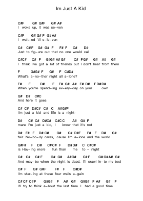 Im Just A Kid Piano letter notes by Simple Plan - Arr.Brongus Chadkiel