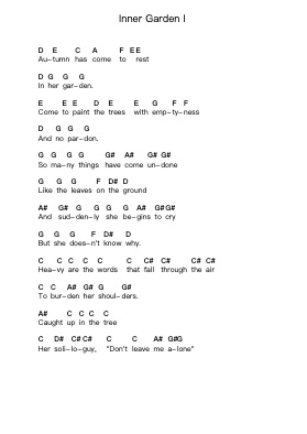 Inner Garden I 鋼琴字母譜由 King Crimson - 編曲 Thornnah