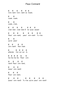 Pauv Connard Piano letter notes by Ultra Vomit - Arr.Ution Foxwer