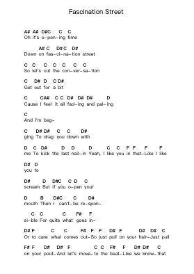 Fascination Street पियानो पत्र नोट्स द्वारा The Cure - Arr.Gorliz