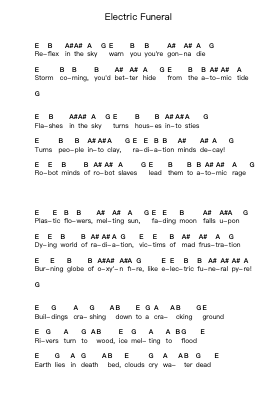 Electric Funeral Piano letter notes by Black Sabbath - Arr.Springqe