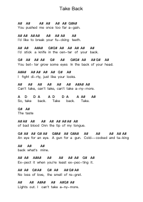 Take Back Piano letter notes by Green Day - Arr.Odeker Earlsor