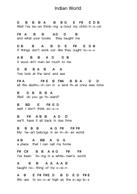 Indian World Klavierbuchstaben-Noten von Blackfoot - Arr.Judmons Bairdchel