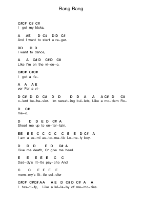 Bang Bang Piano letter notes by Green Day - Arr.Bunkyle Wanmia