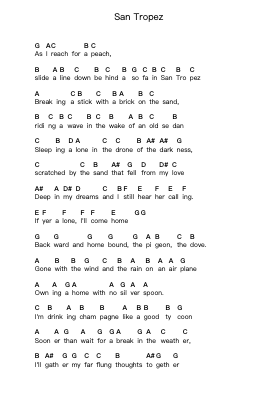 San Tropez Nota surat piano oleh Pink Floyd - Arr.Hagche Stanno