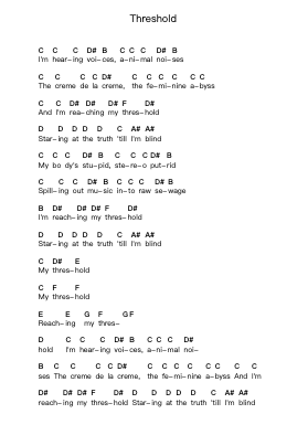 Threshold Piano letter notes by Sex Bob-Omb - Arr.Palo