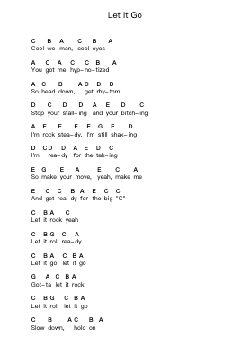Let It Go Piano letter notes by Def Leppard - Arr.Pomiles