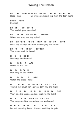 Waking The Demon Piano letter notes by Bullet For My Valentine - Arr.Gabe Prittdair