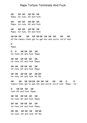 Rape Torture Terminate And Fuck Piano letter notes by GG Allin - Arr.Jonessen Steinsia