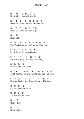 Bück Dich Piano letter notes by Rammstein - Arr.Gunvi Canlin