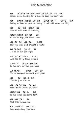 This Means War Piano letter notes by Nickelback - Arr.Leamorse Tayh