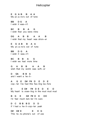 Helicopter Catatan huruf piano oleh The Feeling - Arr.Mondlius