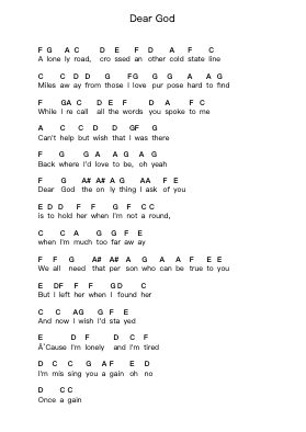 Dear God Piano letter notes by Avenged Sevenfold - Arr.Rhysboyce