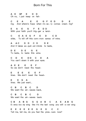 Born For This ピアノの音符 by Paramore - Arr.Boyleva Efglan