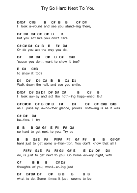 Try So Hard Next To You Piano letter notes by Rough Around The Edges - Arr.Elfaithe