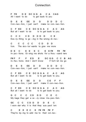Connection Piano letter notes by The Rolling Stones - Arr.Lamhugh Hoorid