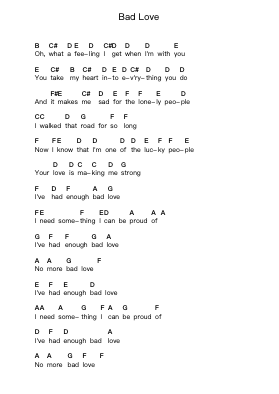 Bad Love ピアノの音符 by Eric Clapton - Arr.Hamclaire