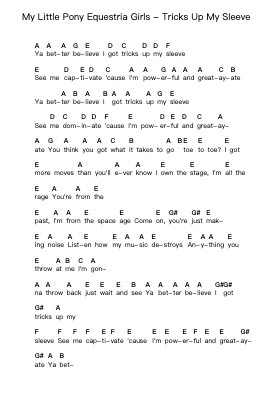My Little Pony Equestria Girls - Tricks Up My Sleeve Piano letter notes by Misc Cartoons - Arr.Saxel