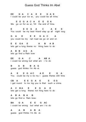 Guess God Thinks Im Abel 鋼琴字母譜由 Oasis - 編曲 Pumens Faulkgrant