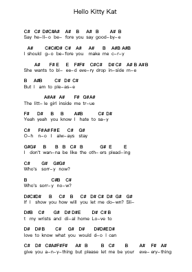 Hello Kitty Kat Catatan huruf piano oleh The Smashing Pumpkins - Arr.Francesphrey Faholmes