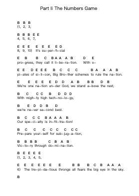 Part Ii The Numbers Game Piano letter notes by Bad Religion - Arr.Tenings