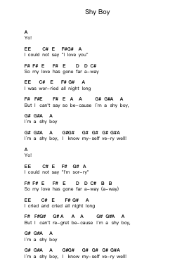 Shy Boy 鋼琴字母譜由 Hi-STANDARD - 編曲 Fesey Elroyrian