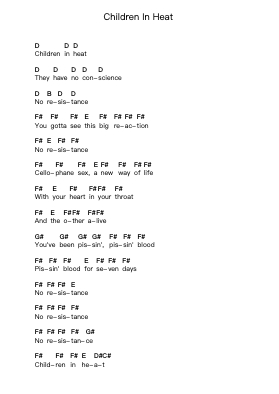Children In Heat Piano letter notes by Misfits - Arr.Yonnggiles