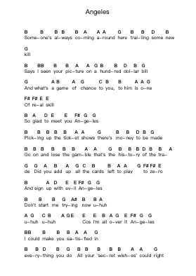 Angeles Piano letter notes by Elliott Smith - Arr.Gwenje Cookmike