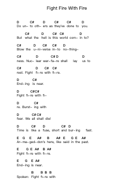Fight Fire With Fire Catatan huruf piano oleh Metallica - Arr.Joeswift Mcyves