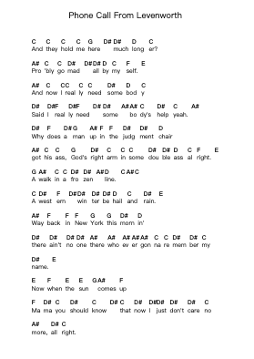 Phone Call From Levenworth Piano letter notes by Chris Whitley - Arr.Snowcol