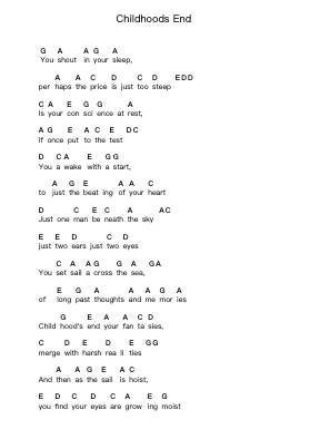 Childhoods End Piano letter notes by Pink Floyd - Arr.Gunsea Holmesbob