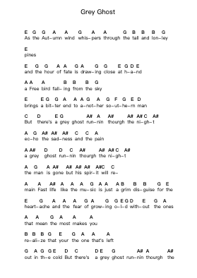 Grey Ghost 鋼琴字母譜由 Henry Paul Band - 編曲 Gosnix