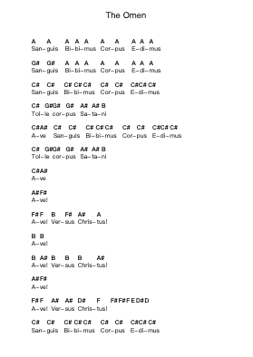 The Omen Piano letter notes by Fantômas - Arr.Virbell