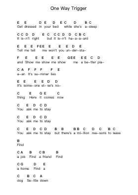 One Way Trigger Piano letter notes by The Strokes - Arr.Popbraith Cookryl