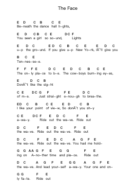 The Face Ghi chú đàn piano bởi Kings of Leon - Arr.Eltave