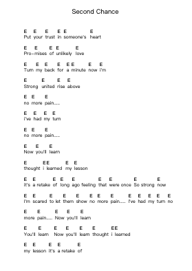 Second Chance Piano letter notes by Cause for Alarm - Arr.Virlouis