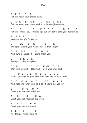 Pat Piano letter notes by Built to Spill - Arr.Gunnd