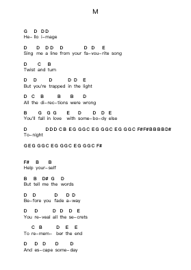 M Piano letter notes by The Cure - Arr.Gailma