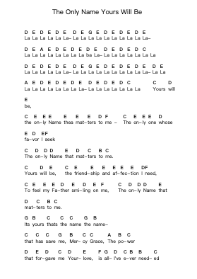 The Only Name Yours Will Be Piano letter notes by Big Daddy Weave - Arr.Campnah