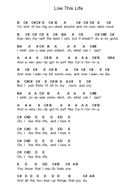 Live This Life Piano letter notes by The Queers - Arr.Wildmy