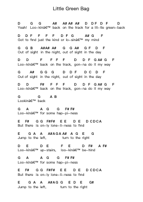 Little Green Bag Piano letter notes by George Baker Selection - Arr.Melnolds Dougdy