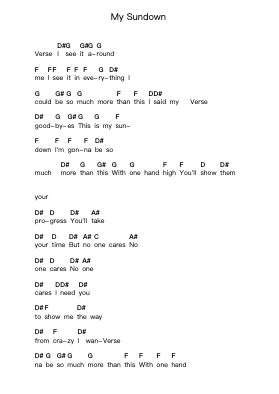 My Sundown Piano letter notes by Jimmy Eat World - Arr.Regbob Diachols